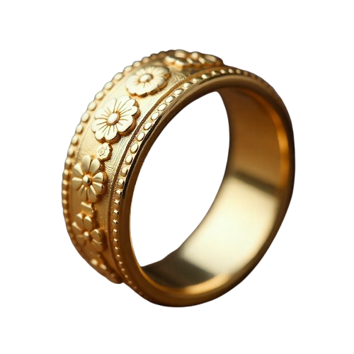 Golden Bloom Engraved Ring
